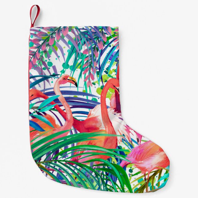 Wunderschöne Flamingo Aquarellbild. Afrika Kleiner Weihnachtsstrumpf (Vorderseite)