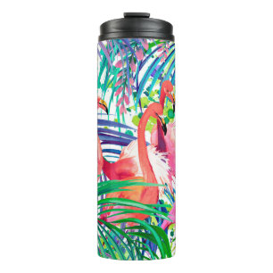 Wunderschöne Flamingo Aquarellbild. Afrika Thermosbecher