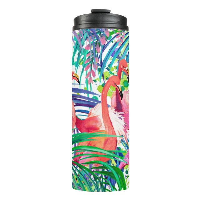 Wunderschöne Flamingo Aquarellbild. Afrika Thermosbecher (Vorderseite)