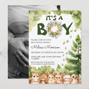 Wunderschöne Forest Baby Boy Dusche Einladung