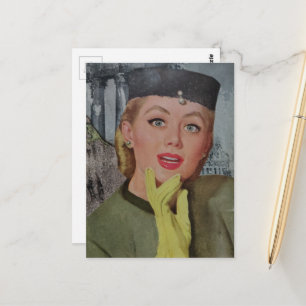 Wunderschöne Frau aus der Ära der 1950er Jahre Col Postkarte
