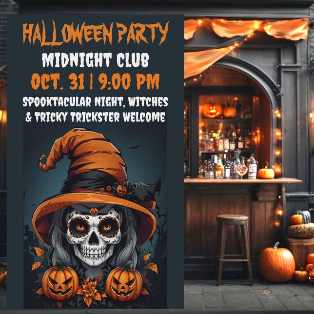Wunderschöne Fun Design und faszinierende Dekorati Banner (Halloween pumpkin sugar skull party banner for restaurants and families. )