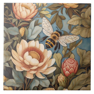 Wunderschöne Gartenbiene mit Protea-Blumen Fliese