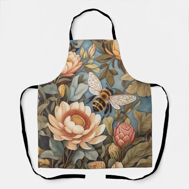 Wunderschöne Gartenbiene mit Protea-Blumen Schürze (Vorderseite)