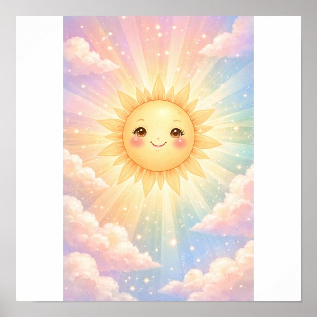 Wunderschöne glückliche Sonne Pastell  Poster (Vorne)