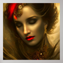 Wunderschöne Goldfrauen mit brünetten Lippenjuwele Poster