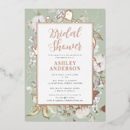 Wunderschöne grüne botanische Brautparty Rose Gold Folieneinladung