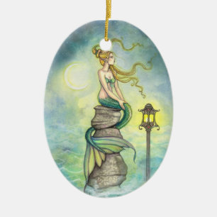 Wunderschöne grüne Meerjungfrau von Molly Harrison Keramikornament