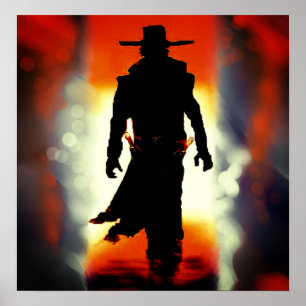 WUNDERSCHÖNE GUNSLINGER COWBOY IN DESERT POSTER