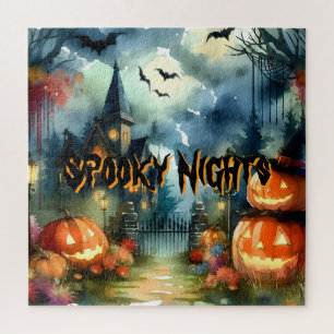 Wunderschöne Halloween Landschaft Wasserfarbe Puzzle