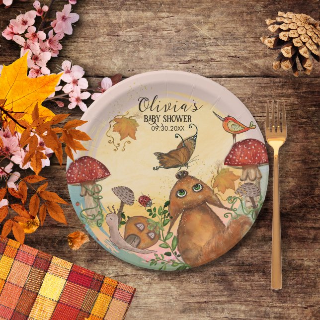 Wunderschöne Herbstduschplatte Pappteller (Enchanted Autumn Fairy Baby Shower Plate)