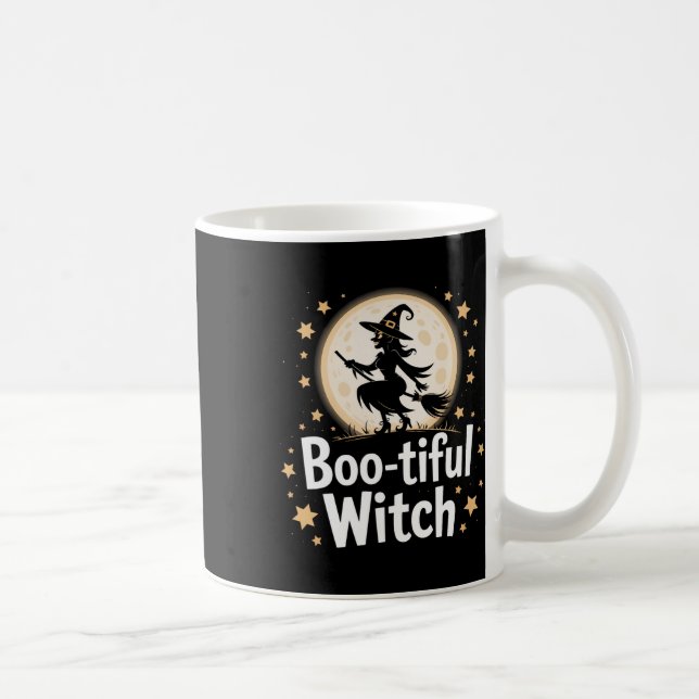 Wunderschöne Hexenmond-Silhouette Halloween 1 Kaffeetasse (Rechts)