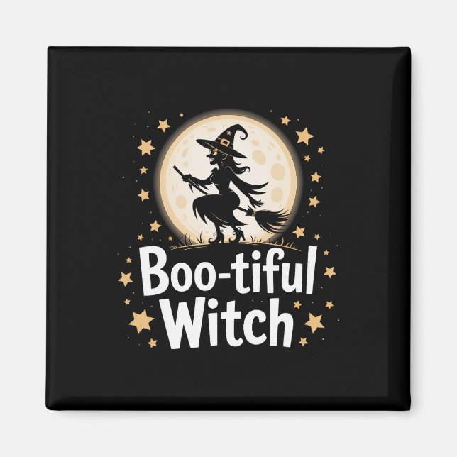 Wunderschöne Hexenmond-Silhouette Halloween 1 Magnet (Vorne)