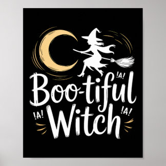 Wunderschöne Hexenmond-Silhouette Halloween Poster