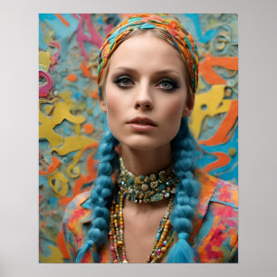 Wunderschöne Hippie-Frau Poster