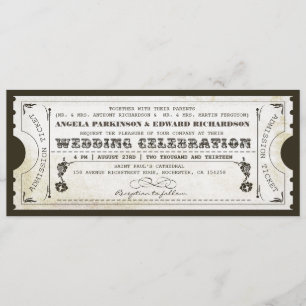 wunderschöne Hochzeit Vintage-Ticket-Einladungen Einladung