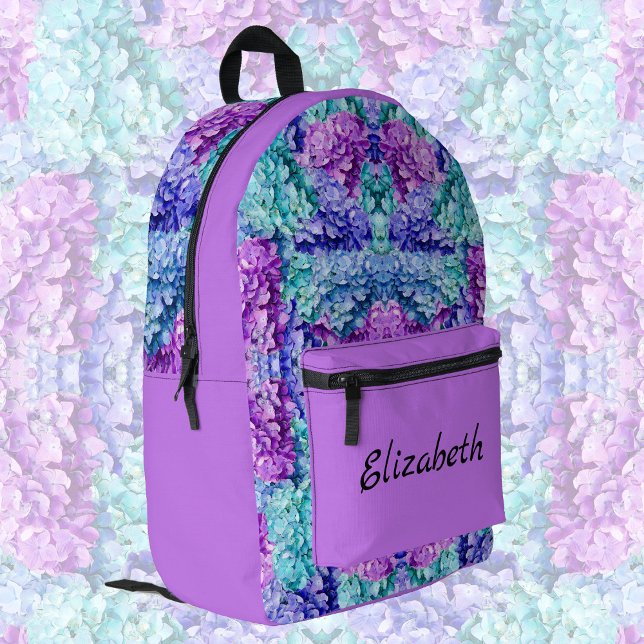 Wunderschöne Hydrangea-Blüten, personalisierbar Bedruckter Rucksack (Von Creator hochgeladen)