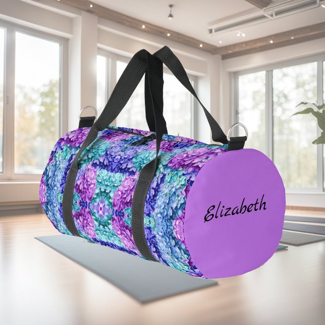 Wunderschöne Hydrangea-Blüten, personalisierbar Duffle Bag (Von Creator hochgeladen)