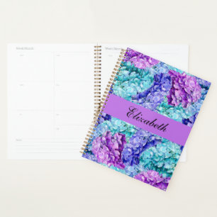 Wunderschöne Hydrangea-Blüten, personalisierbar Planer