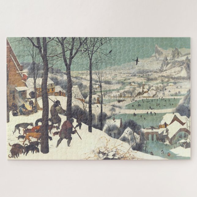 Wunderschöne "Jäger im Schnee" Pieter Bruegel 1565 Puzzle (Horizontal)