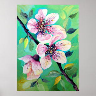 Wunderschöne japanische Sakura-Kirschbaumblüten Poster