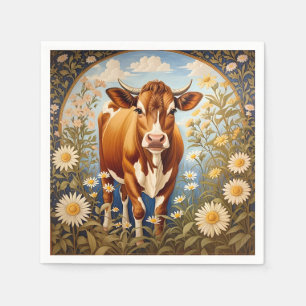Wunderschöne Jersey-Kuh im Daisy-Feld Vintag Serviette