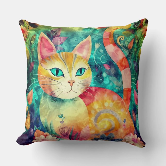 Wunderschöne Katze im Garten Kissen (Vorderseite)