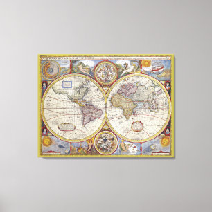 Wunderschöne Kunst Alte Welt Vintage Karte Leinwanddruck