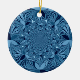 Wunderschöne Liebliche Irisierende Blaue Kaleidosk Keramik Ornament