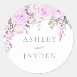 Wunderschöne Lila Blumenhochzeit Runder Aufkleber