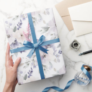Wunderschöne lila Elfenbein-Lavendelblüten-Brautdu Geschenkpapier