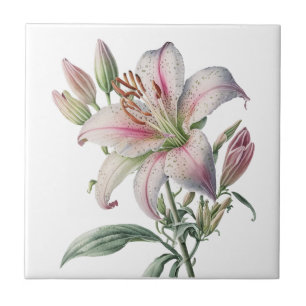 Wunderschöne Lily Vintage Botanische Keramikfliese