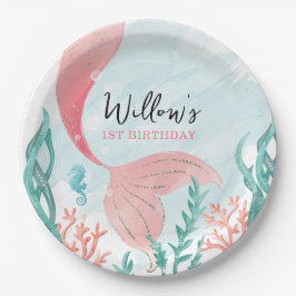 Wunderschöne Meerjungfrau Geburtstagsleiterin Tell Pappteller