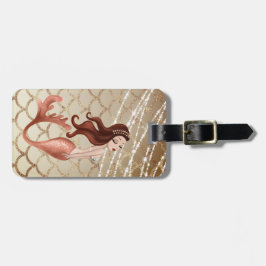 Wunderschöne Meerjungfrau in Rose Gold und Muschel Gepäckanhänger