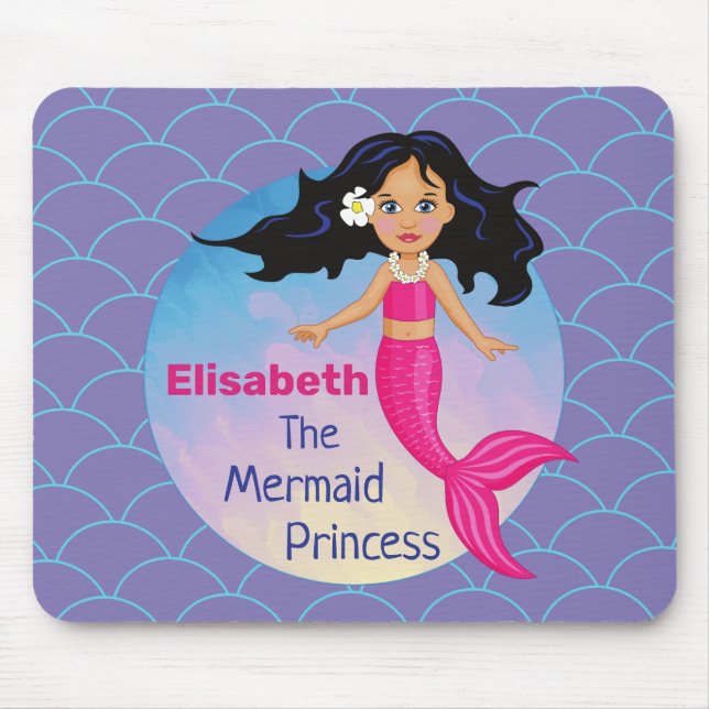 Wunderschöne Meerjungfrau Prinzessin für Mädchen Mousepad (Vorne)