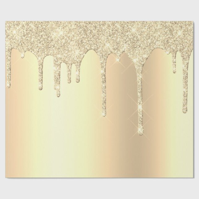 Wunderschöne moderne Goldmedaille-Glitzer-Tropfen Geschenkpapier (Flach)