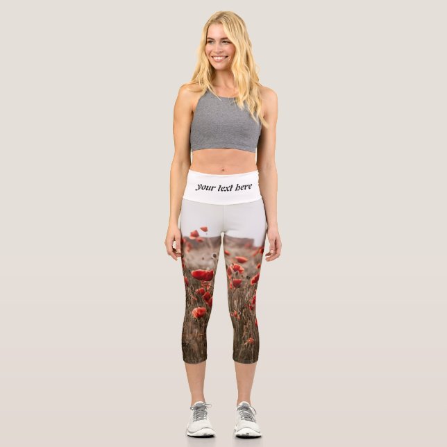 wunderschöne Mohnblüte Capri Leggings (Vorderseite)