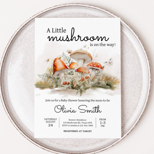Wunderschöne Mushroom Forest Babydusche Einladung (Enchanted Mushroom Baby Shower Invitation)