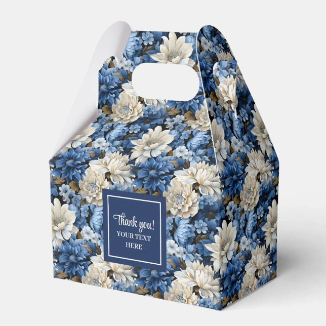 Wunderschöne Navy-Blumen Personalisierte Blumenfav Geschenkschachtel (Beautiful Navy Flowers Personalized Floral Favor Box)
