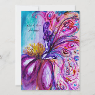 WUNDERSCHÖNE NIEDLICHE BLUME IN PINK, GOLD GLITZER EINLADUNG