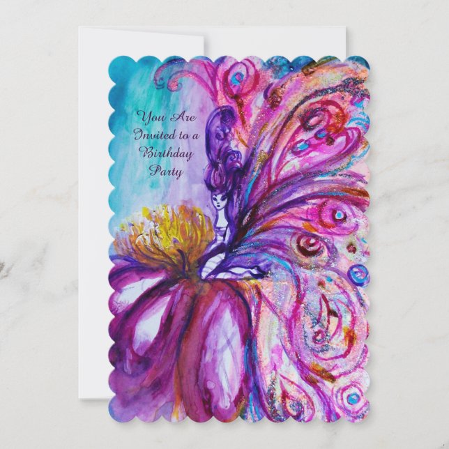 WUNDERSCHÖNE NIEDLICHE BLUME IN PINK, GOLD GLITZER EINLADUNG (Vorderseite)