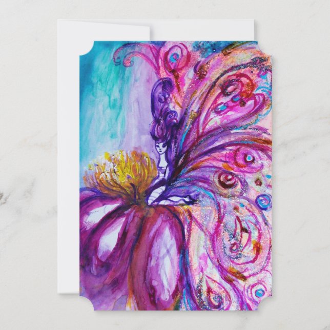 WUNDERSCHÖNE NIEDLICHE BLUME IN PINK, GOLD GLITZER EINLADUNG (Vorderseite)