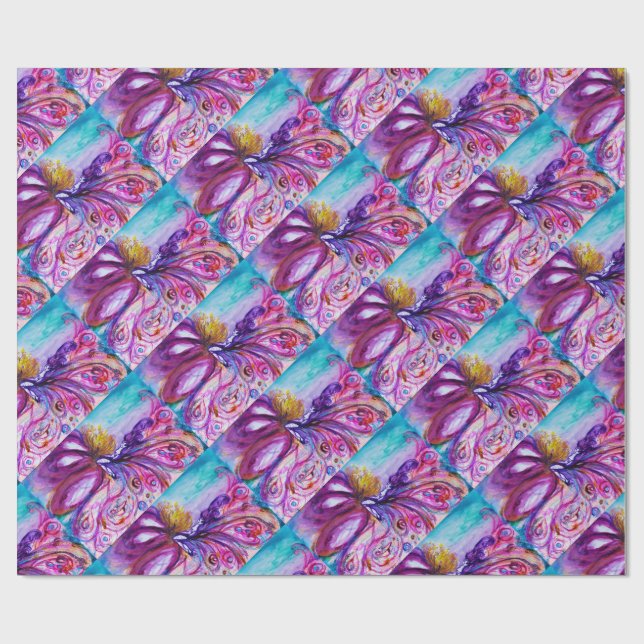 WUNDERSCHÖNE NIEDLICHE BLUME IN PINK, GOLD GLITZER GESCHENKPAPIER (Flach)