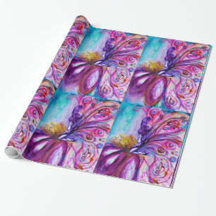 WUNDERSCHÖNE NIEDLICHE BLUME IN PINK, GOLD GLITZER GESCHENKPAPIER