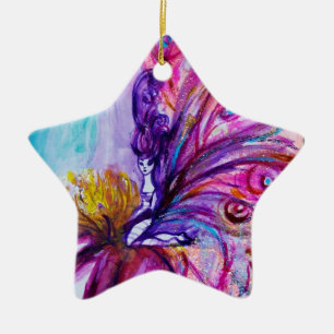 WUNDERSCHÖNE NIEDLICHE BLUME IN PINK, GOLD GLITZER KERAMIK ORNAMENT