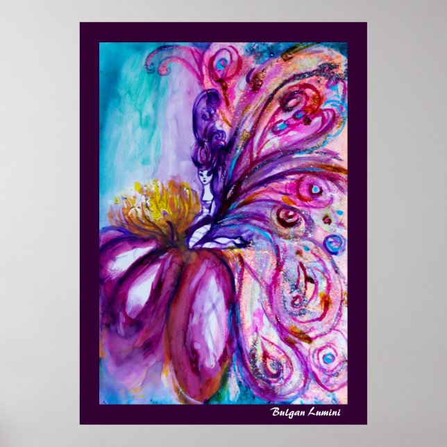 WUNDERSCHÖNE NIEDLICHE BLUME IN PINK, GOLD GLITZER POSTER (Vorne)
