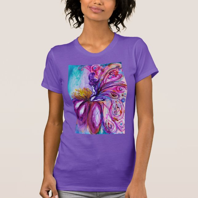 WUNDERSCHÖNE NIEDLICHE BLUME IN PINK, GOLD GLITZER T-Shirt (Vorderseite)
