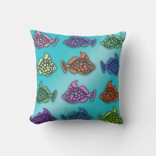 Wunderschöne Pastell-Fisch-Design-Kissen Kissen (Vorderseite)