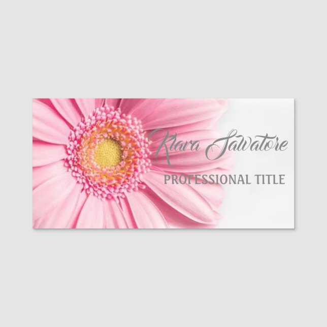 Wunderschöne, perfekt rosa Blume Name Tag Namensschild (Vorderseite)