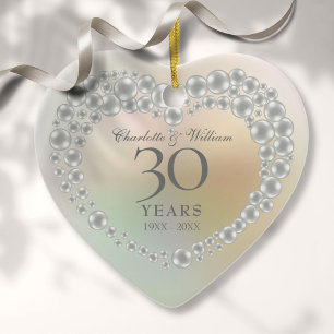 Wunderschöne Perle 30. Hochzeitsjubiläumsfoto Keramik Ornament